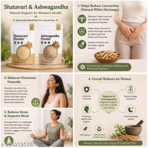 RaysX Herb Natural 50 x 2 = 100gm Ashwagandha & Shatavari Powder Duo – Rejuvenating Herbal Supplement to Prevent Leucorrhea and Support Hormonal Balance SUPPORT BONE & JOINT HEALTH, STRESS RELIEF GYM SUPPLEMENT INCREASE TIMING